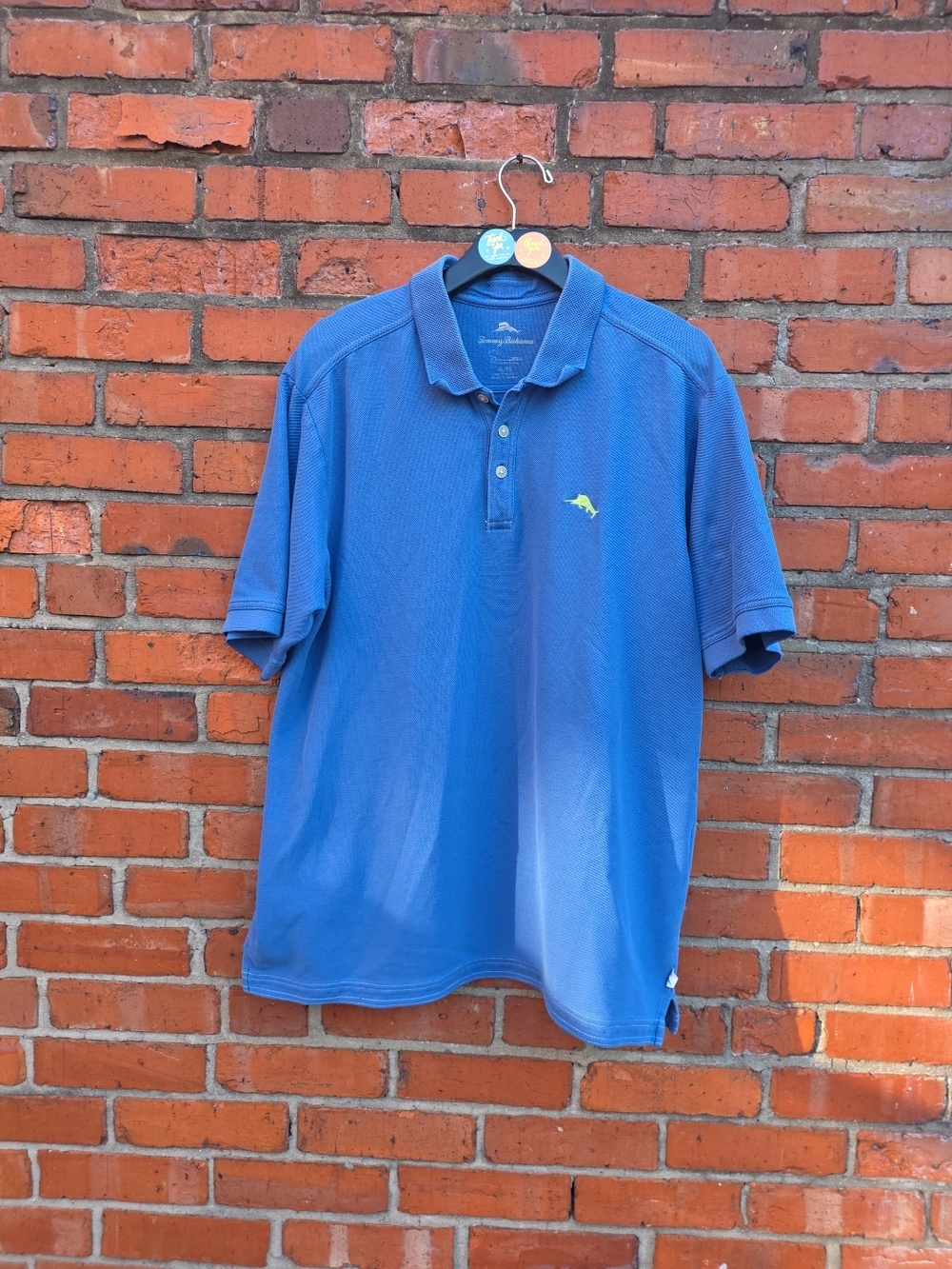 Tommy Bahama Emfielder Polo Shirt Mens XL Blue Marlin Textured Supima Cotton (C3